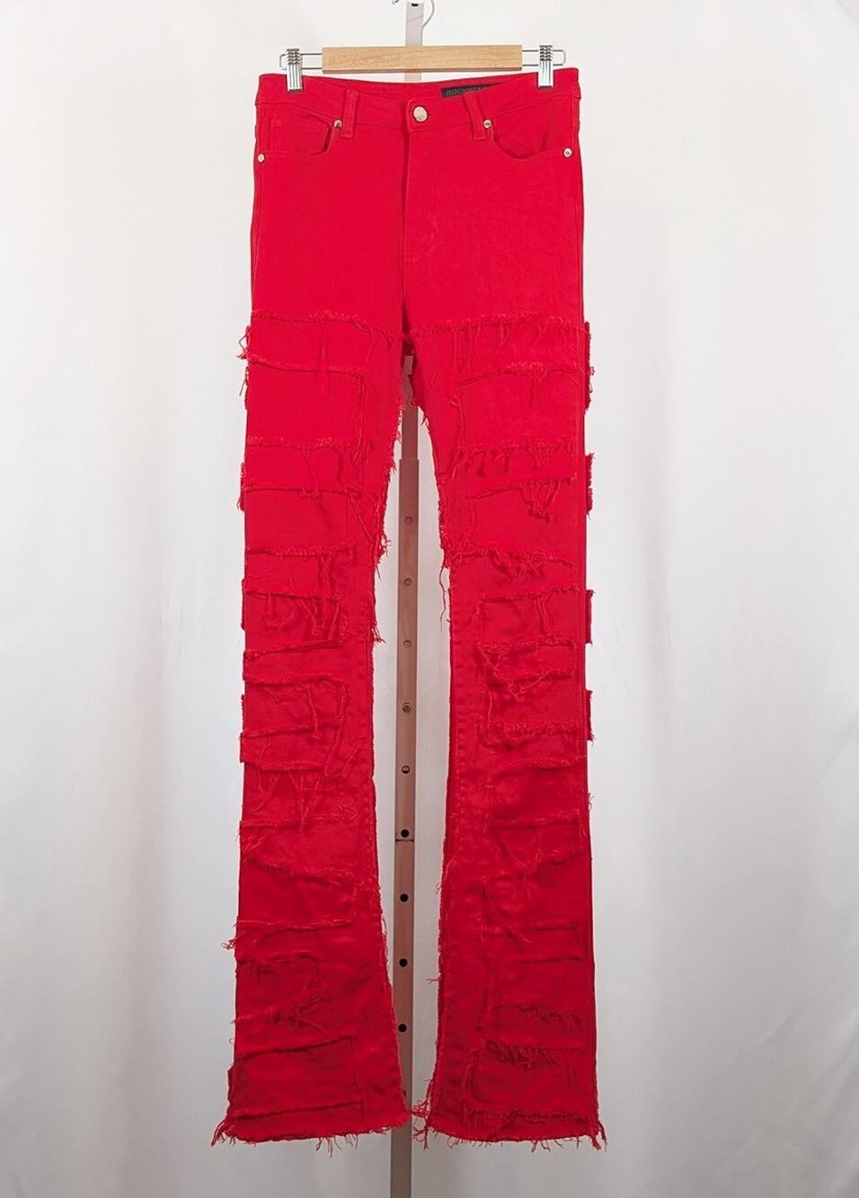 Rockstar Original Jeans Red RSW 205 Stacked Flare Denim Zariyah Women's L